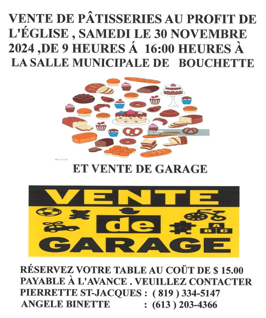 Vente de garage et ptisseries